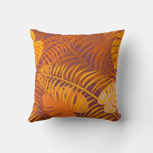 Orange Palm Tree Leaf Muster Kissen (Rückseite)
