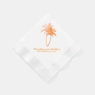 Orange Palm Trees Beach Wedding Serviette