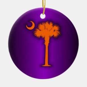 Orange Palmetto Keramik Ornament