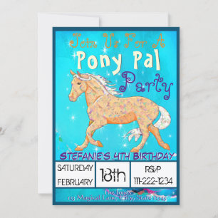 Orange Palomino Birthday II (Blaue Wasserfarbe) Einladung