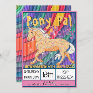 Orange Palomino Birthday II (bunt abstrakt) Einladung