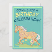 Orange Palomino Birthday III (aquamarin) Einladung (Vorderseite)