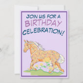 Orange Palomino Birthday III (lila) Einladung (Vorderseite)