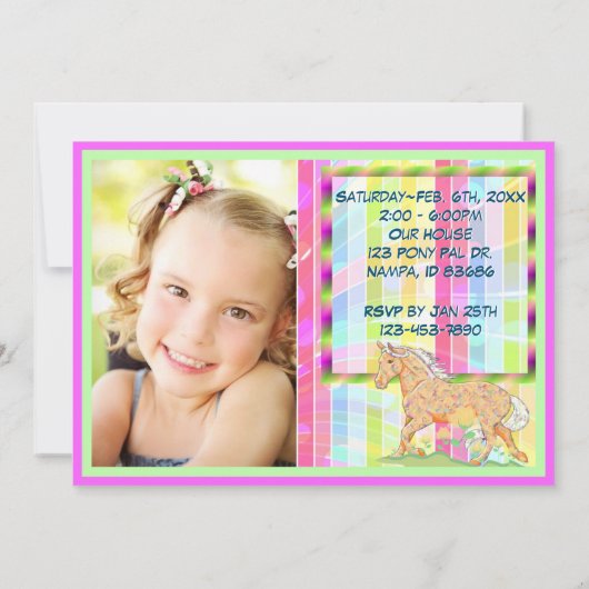 Orange Palomino Birthday(pastellfarbene, windige S Einladung (Rückseite)