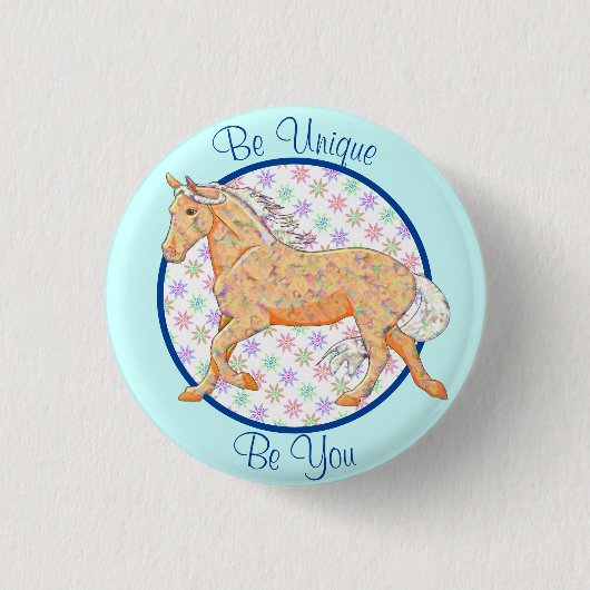 Orange Palomino (blau/lila) Button (Vorderseite)