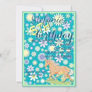 Orange Palomino Geburtstag III (Blume/aquamarin) Einladung