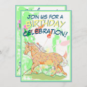 Orange Palomino Geburtstag III (weiche pastellfarb Einladung (Vorne/Hinten)