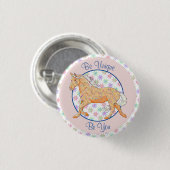 Orange Palomino Horse (rosa/blau) Button (Vorne & Hinten)