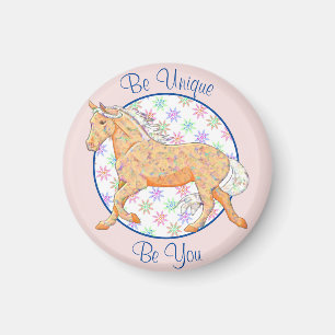 Orange Palomino Horse (rosa/blau) Magnet