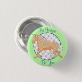 Orange Palomino Horse (rosa/grün) Button (Vorne & Hinten)