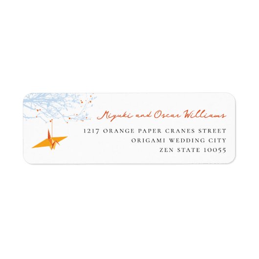 Orange Paper Crane Asian Wedding Address (Vorne)