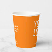 Orange Paper Cups Custom Business Logo 8 oz Pappbecher (Rechts)