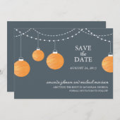 Orange Paper Lantern Wedding Save the Date (Vorne/Hinten)