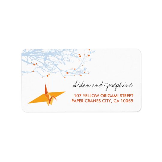 Orange Papier streckt Origami Adressaufkleber