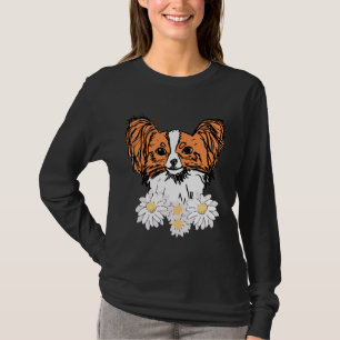 Orange Papillon mit Blume T-Shirt