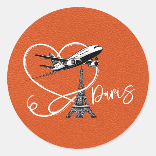 Orange Paris Passport Runder Aufkleber (Vorderseite)