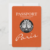 Orange Paris Passport Save the Date (Vorderseite)