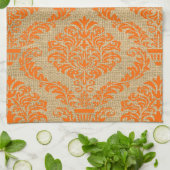 Orange Parisian Moods Damask Geschirrtuch (Gefaltet)
