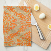 Orange Parisian Moods Damask Geschirrtuch (Viertel Falte)