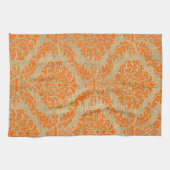 Orange Parisian Moods Damask Geschirrtuch (Horizontal)