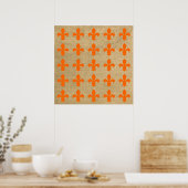 Orange Parisian Moods Fleur de Lys Pattern Poster (Küche)