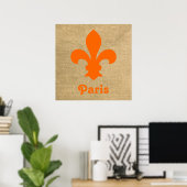 Orange Parisian Moods Fleur de Lys Poster (Heimbüro)