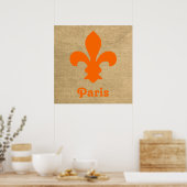 Orange Parisian Moods Fleur de Lys Poster (Küche)