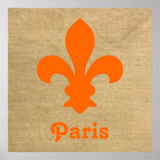 Orange Parisian Moods Fleur de Lys Poster (Vorne)