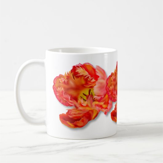 Orange Parrot Tulip Digitale Kunst Kaffeetasse (Links)