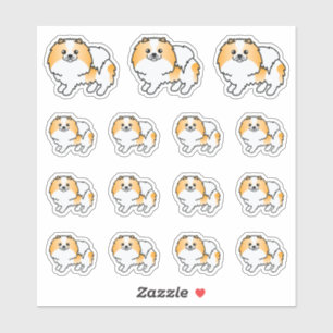 Orange Parti-Color Spitz Cartoon Hunde Aufkleber