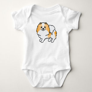 Orange Parti-Color Spitz Niedlicher Cartoon Dog Baby Strampler