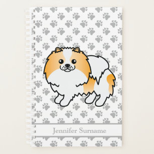 Orange Parti-Farben Pomeranian Hund & Benutzerdefi Planer