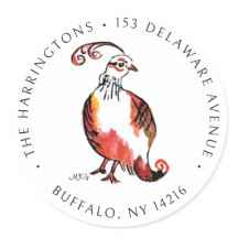 Orange Partridge Niedliche Hand-Illustrierte Adres