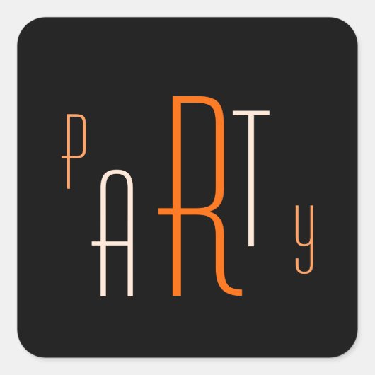 Orange Party Birthday Quadratischer Aufkleber (Vorderseite)