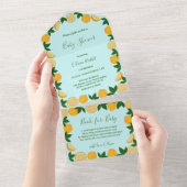 Orange Party Frucht Frische Babydusche All In One Einladung (Abreißen)