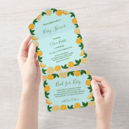 Orange Party Frucht Frische Babydusche All In One Einladung