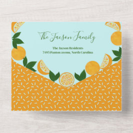 Orange Party Frucht Frische Babydusche All In One Einladung