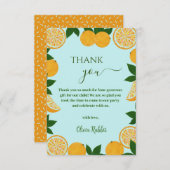 Orange Party Frucht Frische Babydusche Dankeskarte (Vorne/Hinten)