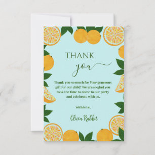 Orange Party Frucht Frische Babydusche Dankeskarte