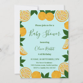 Orange Party Frucht Frische Babydusche Einladung