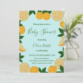 Orange Party Frucht Frische Babydusche Einladung