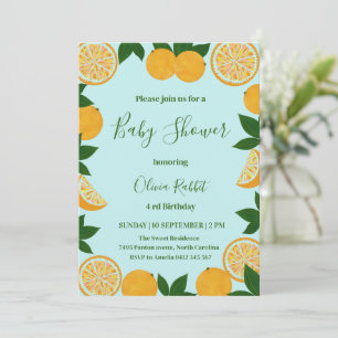Orange Party Frucht Frische Babydusche Einladung