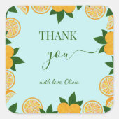 Orange Party Frucht Frische Babydusche Geschenk Quadratischer Aufkleber (Vorderseite)