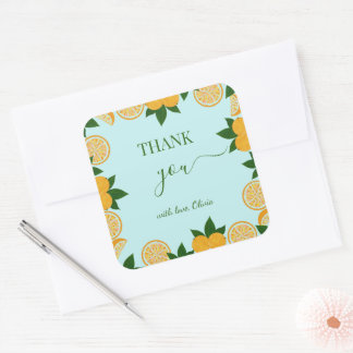 Orange Party Frucht Frische Babydusche Geschenk Quadratischer Aufkleber