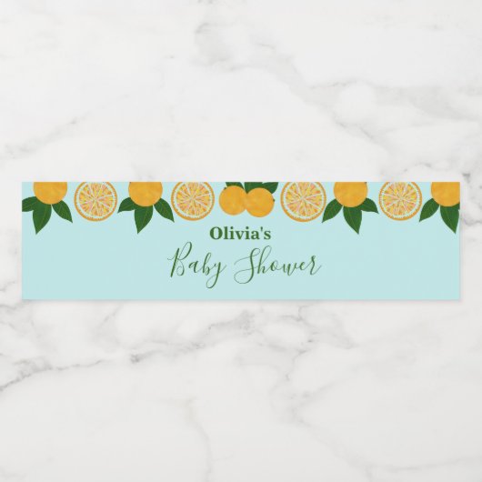 Orange Party Frucht Frische Babydusche Wasserflaschenetikett (Einzelnes Label)