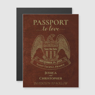 Orange Passport Hochzeit in Urlaubsort Save the Da Magneteinladung