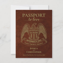 Orange Passport Hochzeit in Urlaubsort Save the Da Magneteinladung