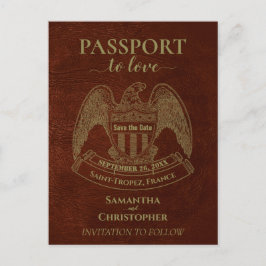 Orange Passport Niedlich Fun Wedding Save the Date Ankündigungspostkarte