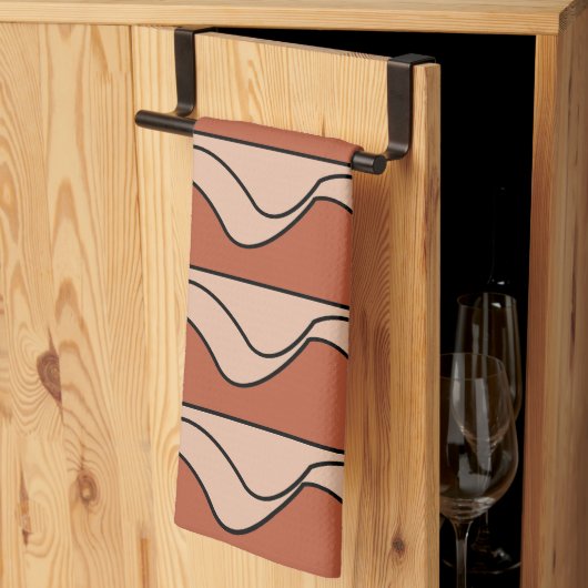 Orange Pastel Black Wavy Stripes Muster Geschirrtuch (Drittel gefaltet)