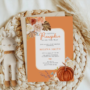 Orange Pastel Boho Pumpkin Autumn Baby Shower
